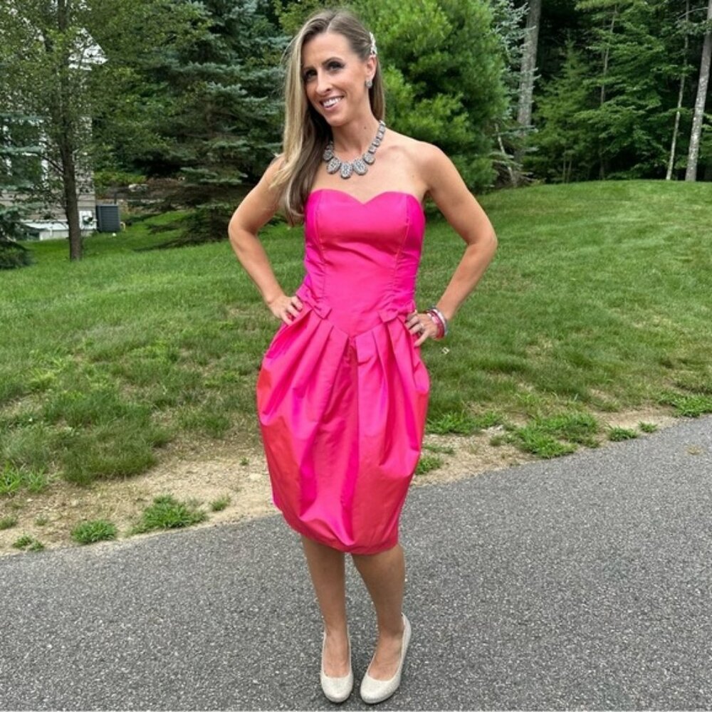 Positively Ellyn | Vintage 80’s Barbiecore Bright Pink Strapless Dress Size 6